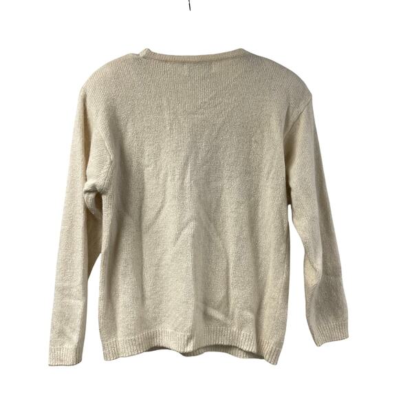 Not So Ugly Christmas Sweater Ivory Gold Beaded Snowflakes Vintage - Picture 8 of 8